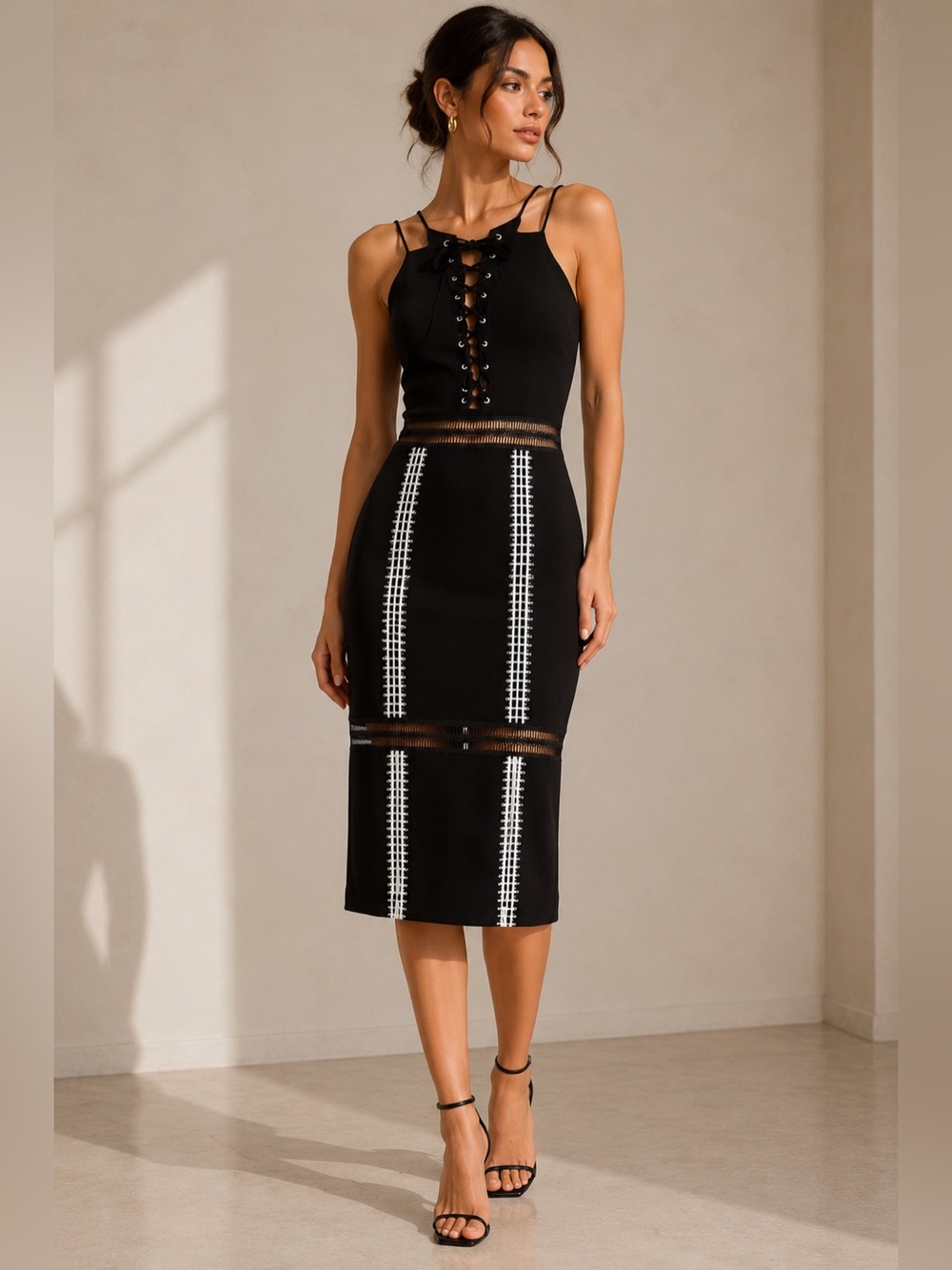 Jonathan Simkhai Dress Embroider Lace Up Cut Out 0